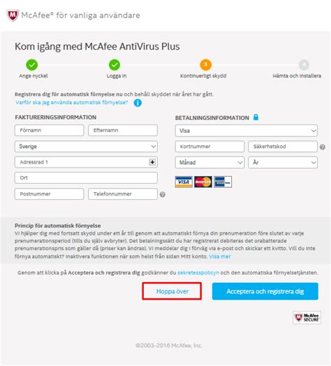 Aktivera din produktprenumeration hos McAfee .